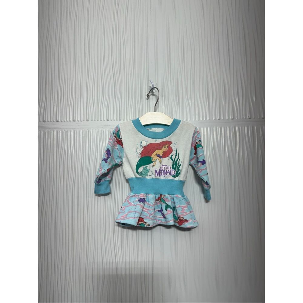 Vintage Disney 1990’s Little Mermaid Crew Neck Sweatshirt Dress - Made in USA -
